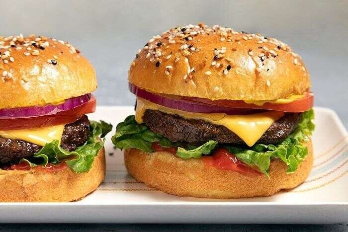 Golden air-fryer frozen burgers ready to serve