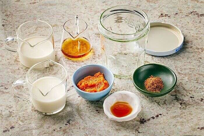 Ingredients for a copycat Starbucks iced pumpkin cream chai latte