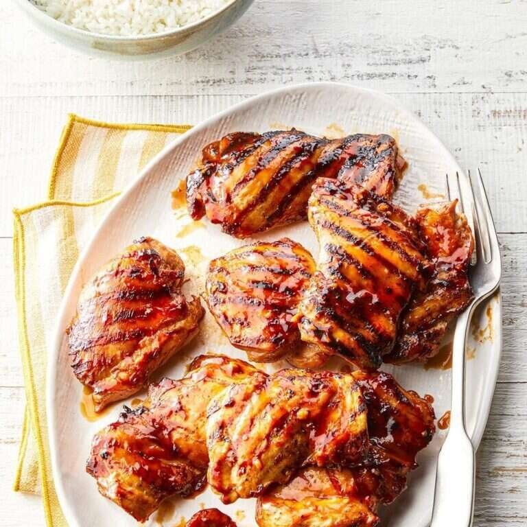 Grilled Huli Huli Chicken with a sticky sweet and savory glaze