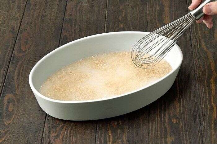 Sugar, yeast, and warm water for Korean corn dog batter