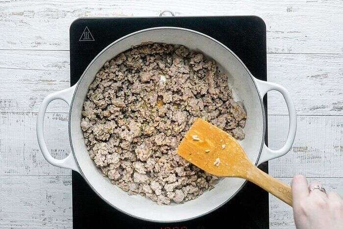 Cheese filling prepared for baked mostaccioli