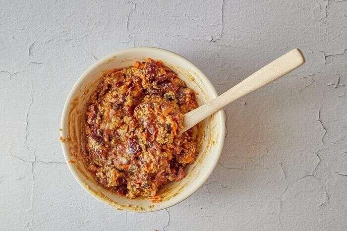 Mixing the plum pudding batter