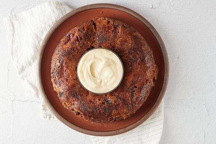 Classic steamed plum pudding filled with fruit