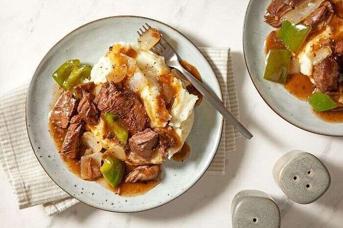 Slow-cooker sirloin steak served with savory gravy