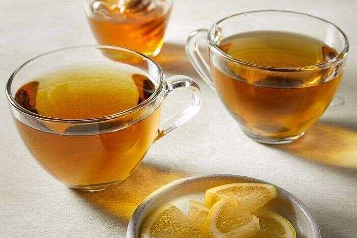Freshly brewed spearmint tea served in glass teacups