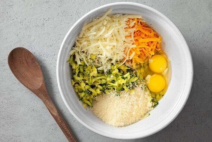 Ingredients prepared for zucchini pizza casserole